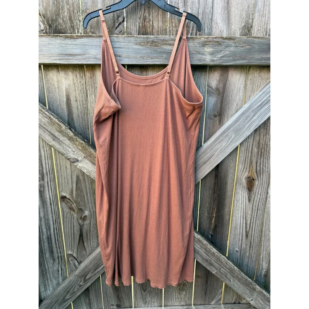 Sleep by Cacique Ribbed Knit Nightgown Terracotta Pink Plus Size 22/24 Chemise